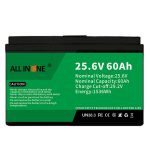 25.6V 60Ah veiligheid/lang lewensduur LFP -battery vir RV/Karavaan/UPS/gholfkarretjie 24V 60Ah